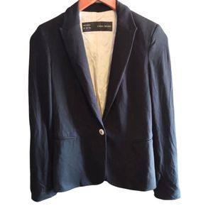 Zara Basic Soft Stretch Jersey 2 Pocket Blazer Black Size XS